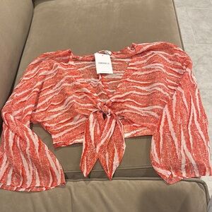 Forever 21 Red and White Women's Top